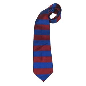 Vintage Paolo Gucci 100% Silk Designer Classic Red Blue Stripe Men's Tie Italy